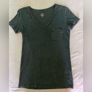 J. Crew Charcoal V-Neck Tee with Pocket